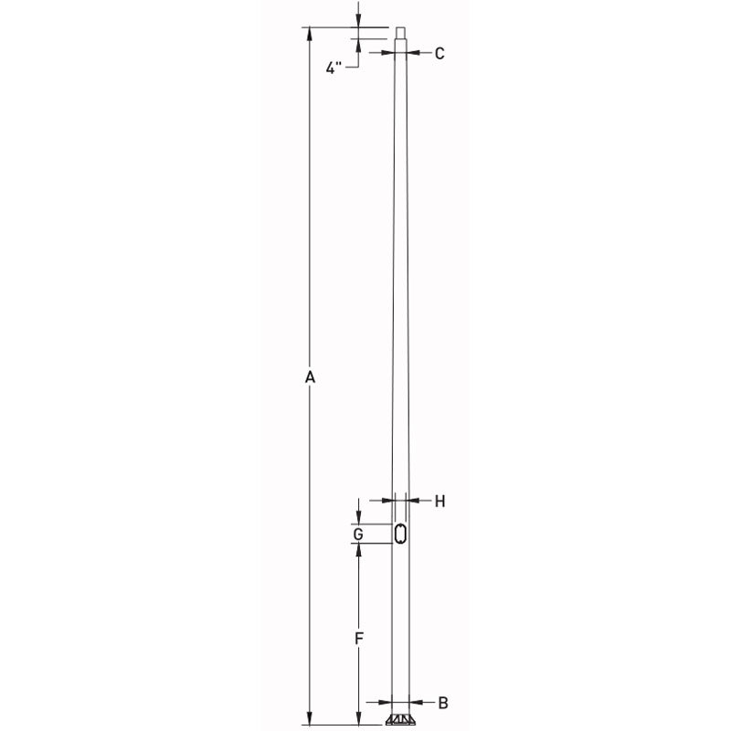 Poste de luz cónico de aluminio de 10 a 40 pies, montaje con brida de base