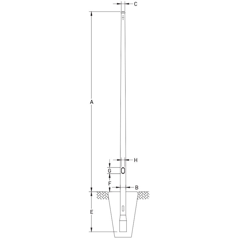 Poste de luz cónico de aluminio de 10 a 40 pies con cubierta superior y montaje plantado