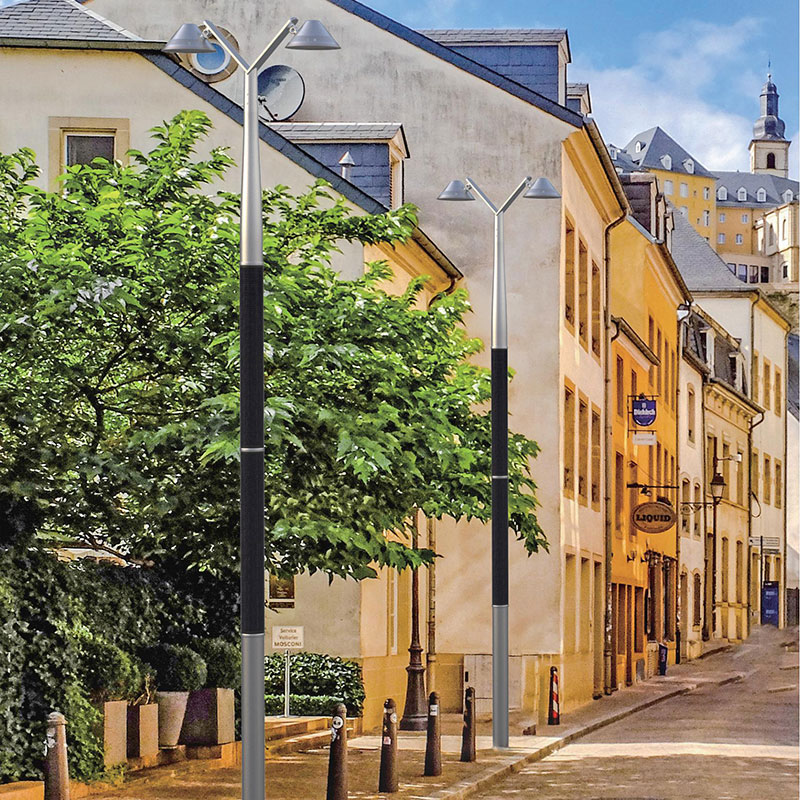 BOSA Flexible HJT Doble cabezal de lámpara Poste de luz solar de aluminio